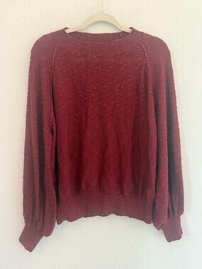 Wishlist Burgundy Chunky Knit Long Sleeve Textured Knit Sweater Casual Career M